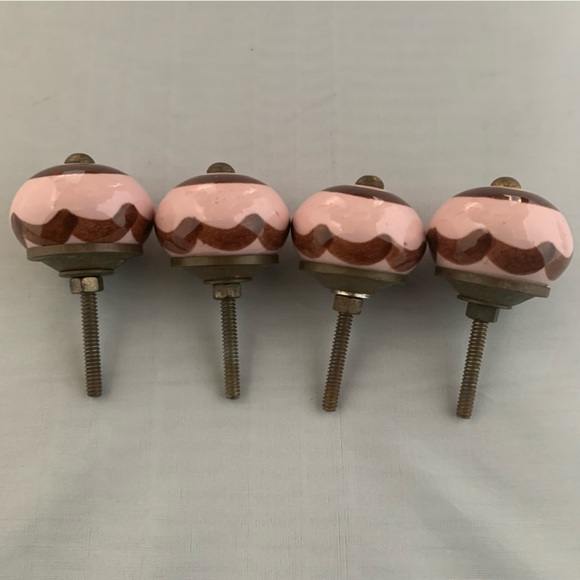 4 Pink Brown Hobby Lobby Drawer Knob Pulls Furniture Ceramic - Picture 2 of 2